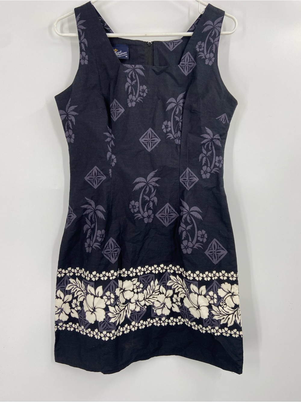 Vintage Royal Creations Hawaii Tropical Beachy Square Neck‎ Sheath Dress Medium